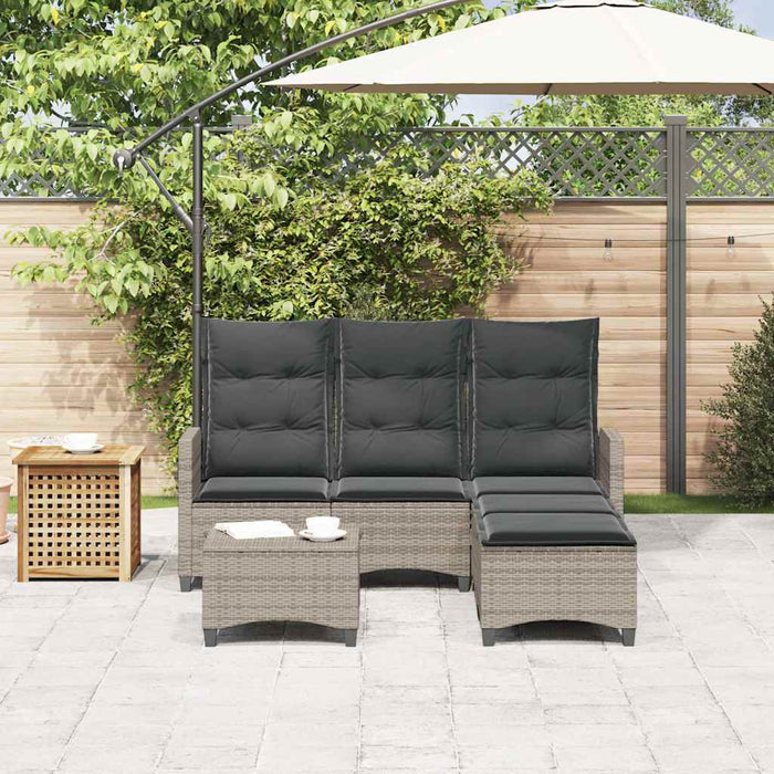 Set canapea grădină 3 piese cu perne formă L polirattan gri - WALTI WALTI
