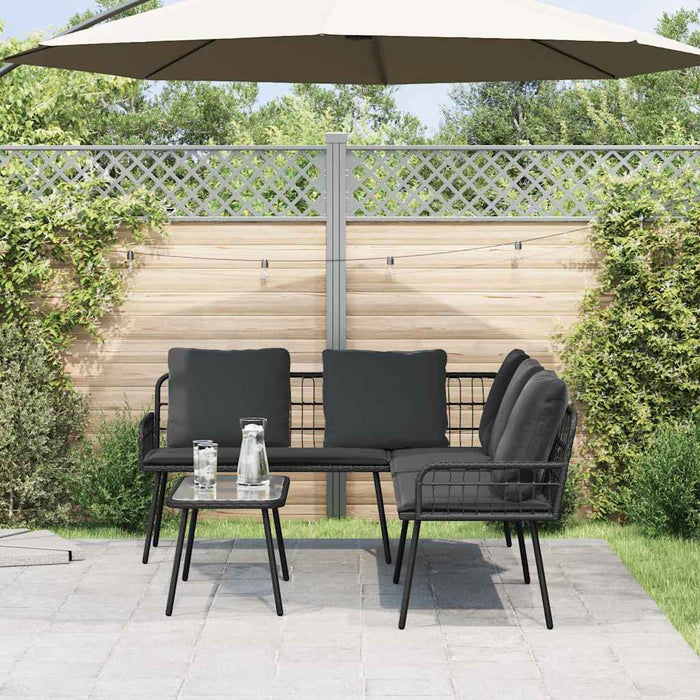 Set de canapele pentru grădină 2 pcs Negru poliratan - WALTI WALTI