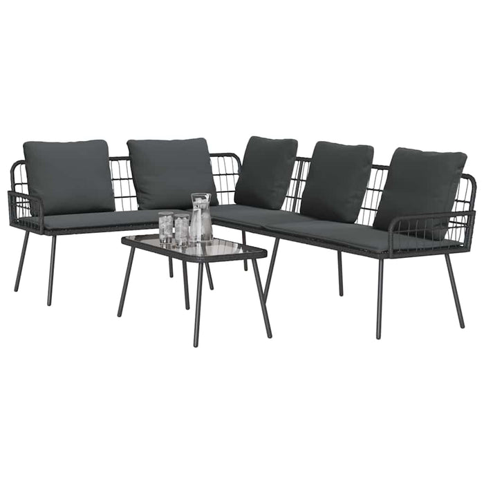 Set de canapele pentru grădină 2 pcs Negru poliratan - WALTI WALTI