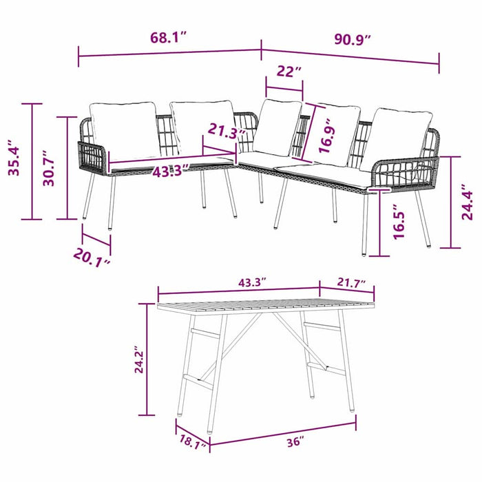 Set de canapele pentru grădină 2 pcs Negru poliratan - WALTI WALTI