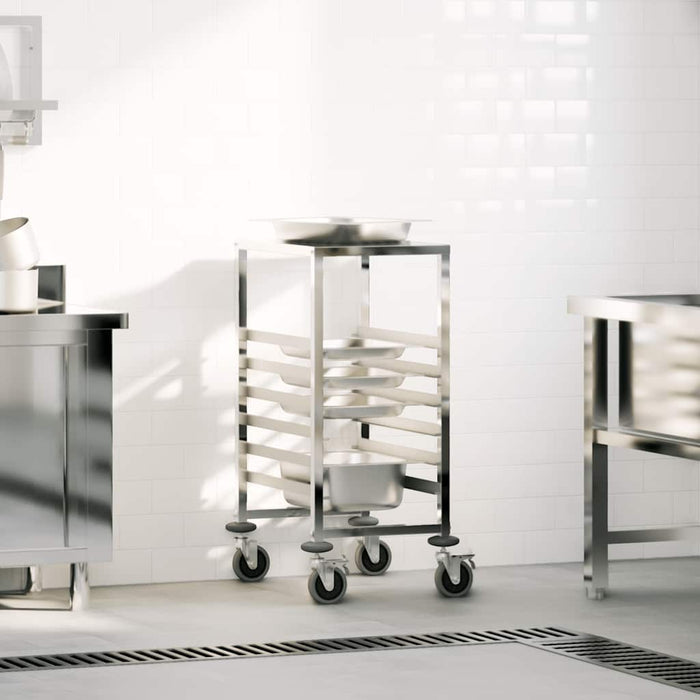 Cărucior cu tăvi cu 6 containere GN 39x55x87 cm oțel inoxidabil - WALTI WALTI
