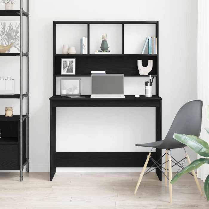 Birou cu rafturi, stejar negru, 102x45x148 cm, lemn prelucrat - WALTI WALTI