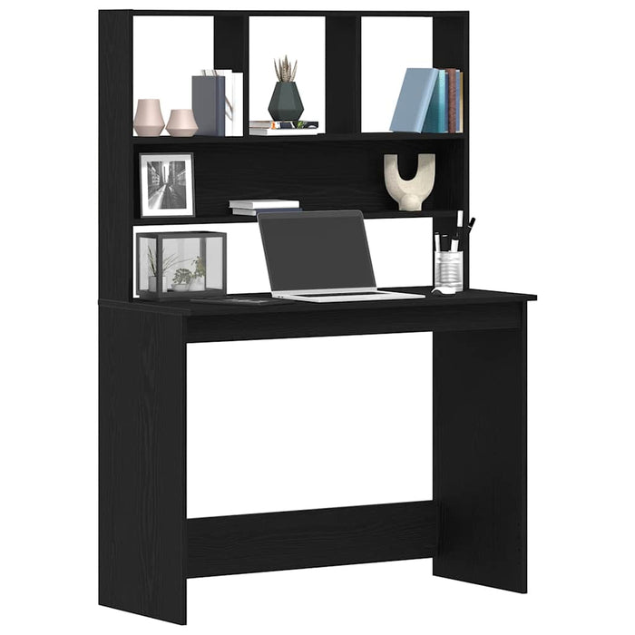 Birou cu rafturi, stejar negru, 102x45x148 cm, lemn prelucrat - WALTI WALTI