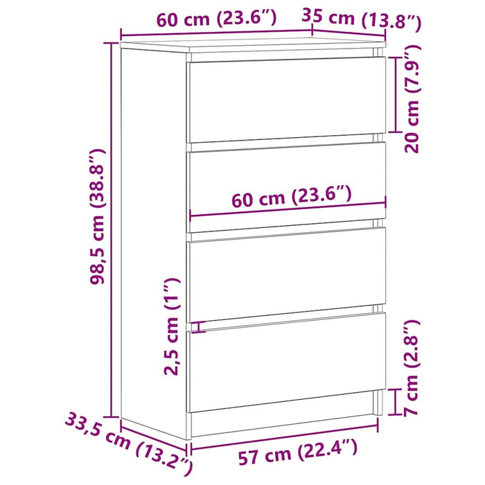 Bufetă Stejar negru 60x35x98,5 cm Lemn prelucrat - WALTI WALTI