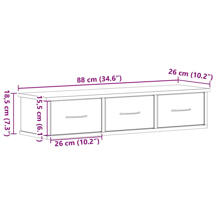 Dulap de perete Stejar negru 88x26x18,5 cm Lemn prelucrat - WALTI WALTI
