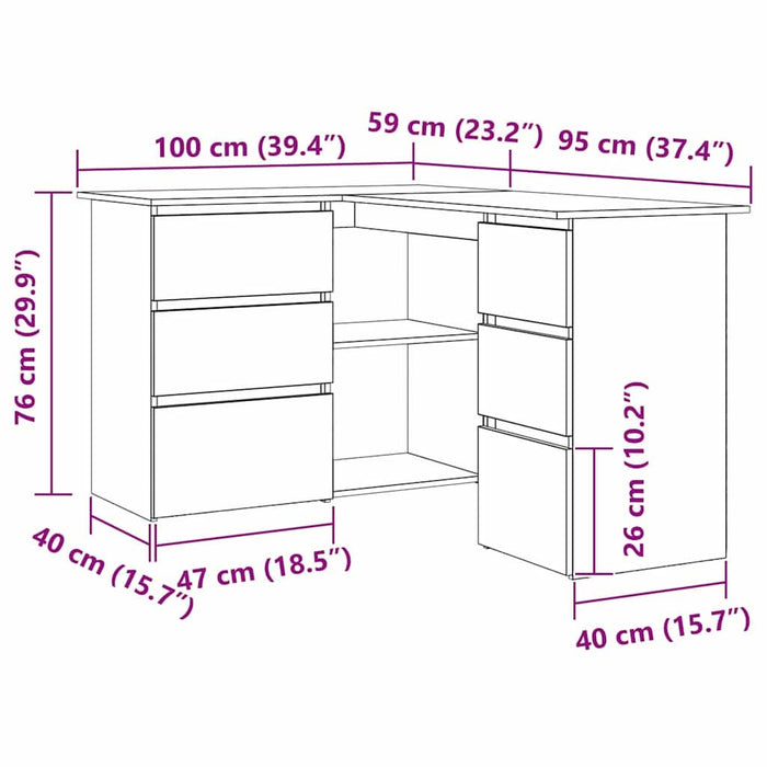Birou cu sertar Stejar Negru 145 x 100 x 76 cm Lemn compozit - WALTI WALTI