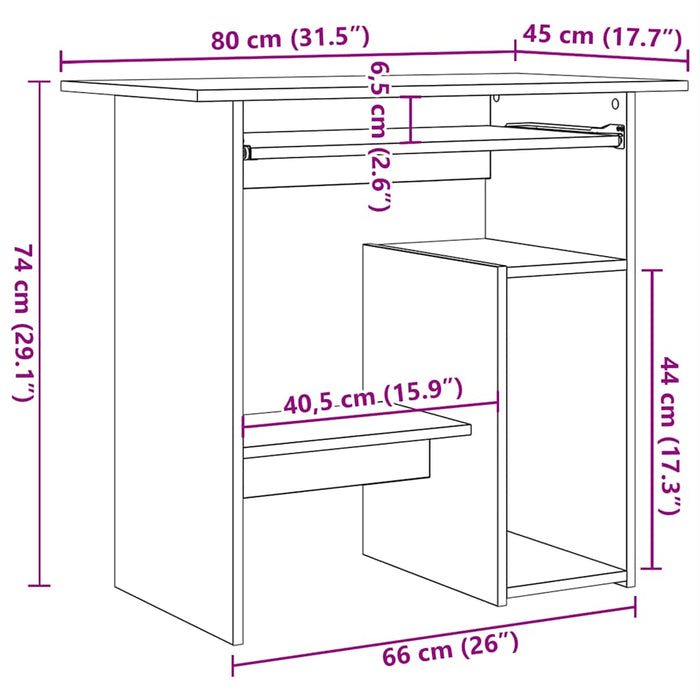 Birou Stejar negru 80x45x74 cm Lemn prelucrat - WALTI WALTI