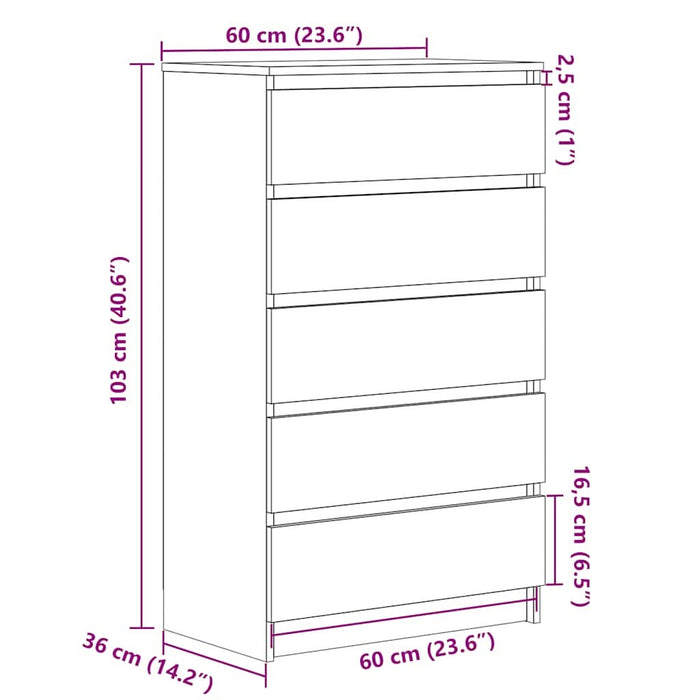 Dulap cu sertar, stejar negru, 60x36x103 cm, lemn prelucrat - WALTI WALTI