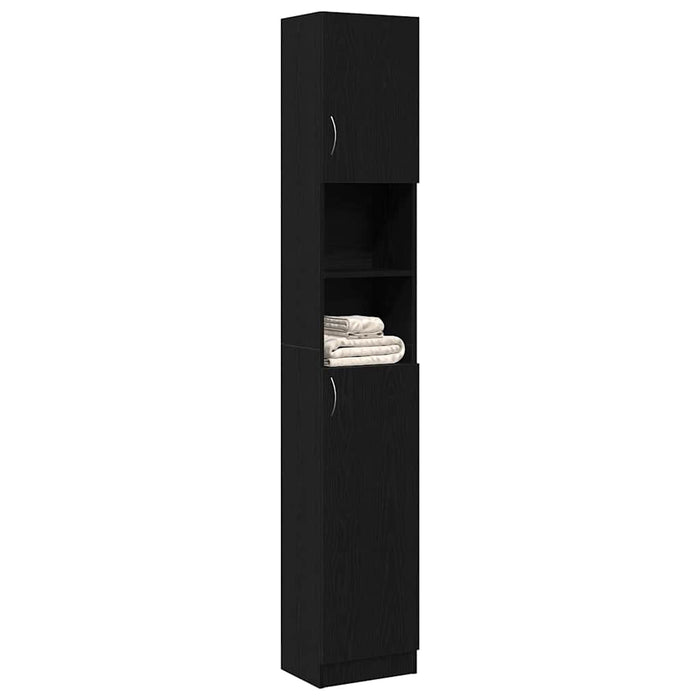 Dulap de baie stejar negru 32x25,5x190 cm lemn prelucrat - WALTI WALTI