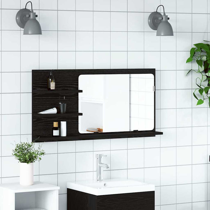 Dulap cu oglindă pentru baie, stejar negru, 90x11x45 cm, lemn stratificat - WALTI WALTI