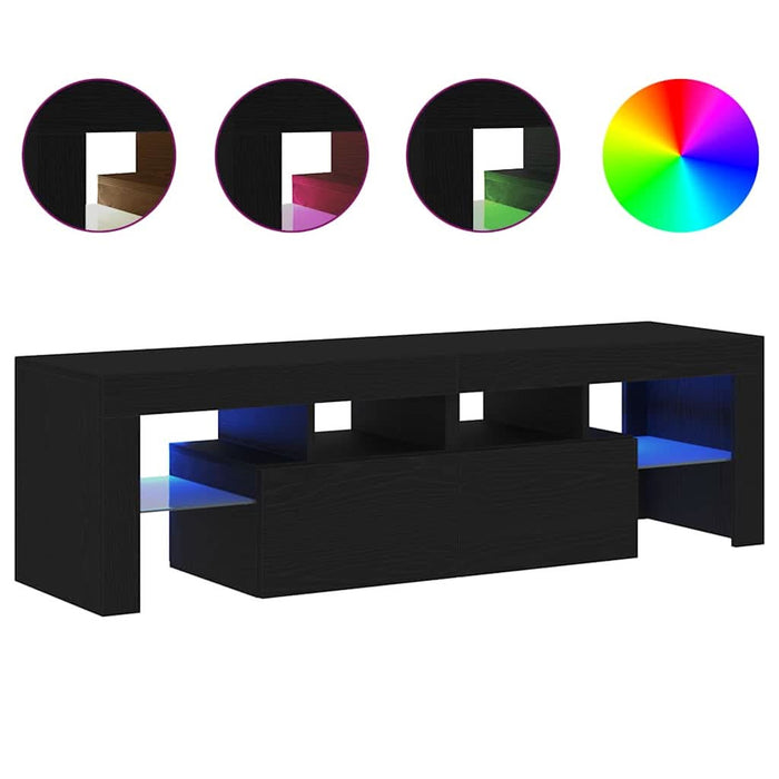 Dulap TV cu LED stejar negru 140x36,5x40 cm lemn prelucrat - WALTI WALTI