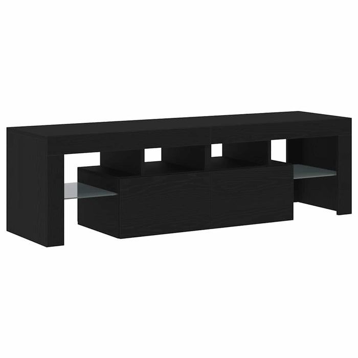 Dulap TV cu LED stejar negru 140x36,5x40 cm lemn prelucrat - WALTI WALTI