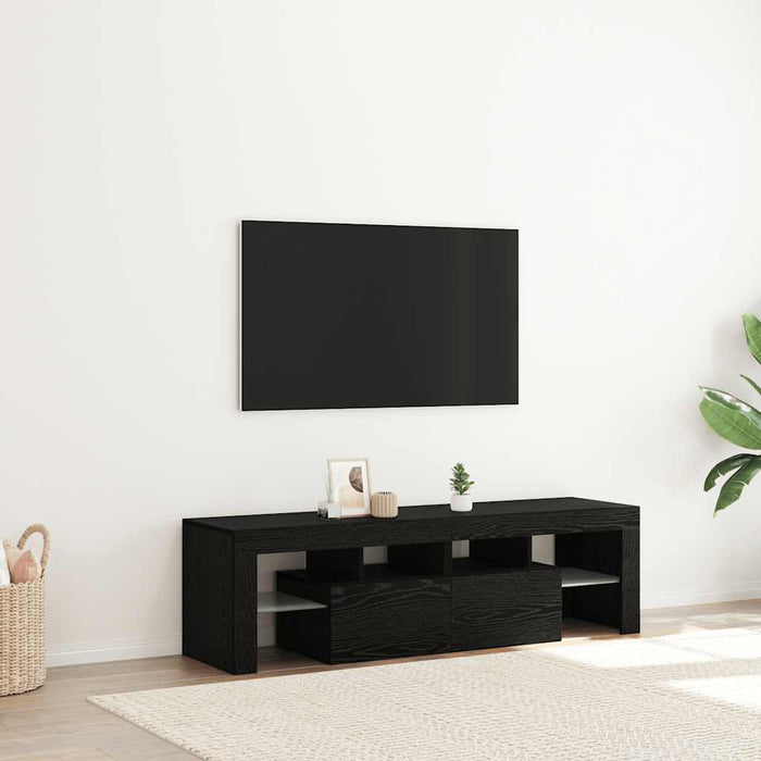Dulap TV cu LED stejar negru 140x36,5x40 cm lemn prelucrat - WALTI WALTI
