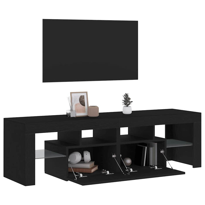 Dulap TV cu LED stejar negru 140x36,5x40 cm lemn prelucrat - WALTI WALTI