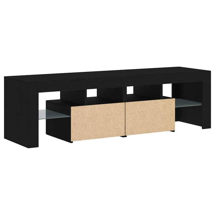 Dulap TV cu LED stejar negru 140x36,5x40 cm lemn prelucrat - WALTI WALTI