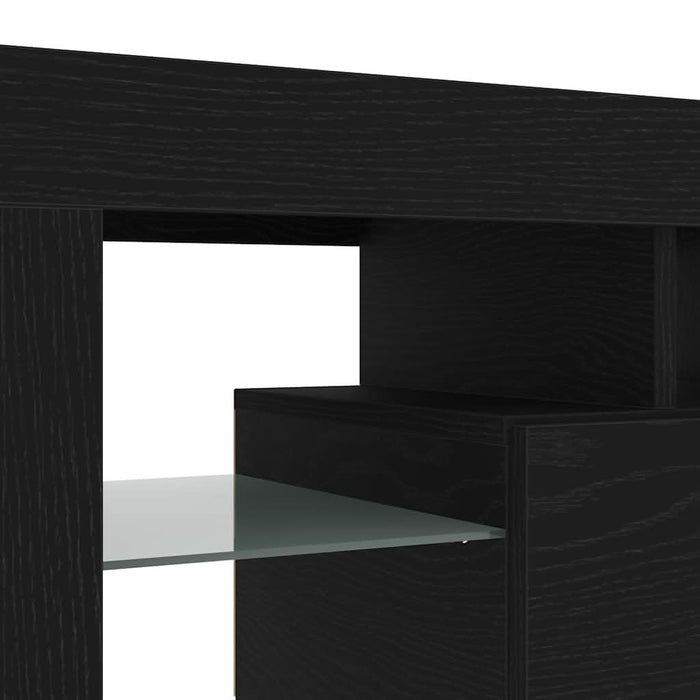 Dulap TV cu LED stejar negru 140x36,5x40 cm lemn prelucrat - WALTI WALTI