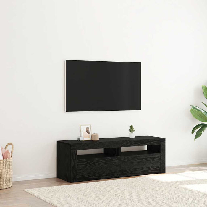 Dulap TV cu LED stejar negru 120x35x40 cm lemn prelucrat - WALTI WALTI