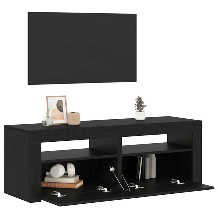 Dulap TV cu LED stejar negru 120x35x40 cm lemn prelucrat - WALTI WALTI
