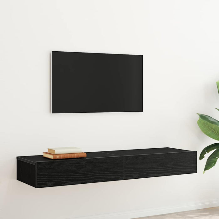 Mobilier TV cu lumini LED, 2 buc., stejar negru, 60x35x15,5 cm - WALTI WALTI