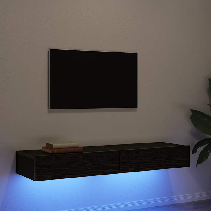 Mobilier TV cu lumini LED, 2 buc., stejar negru, 60x35x15,5 cm - WALTI WALTI