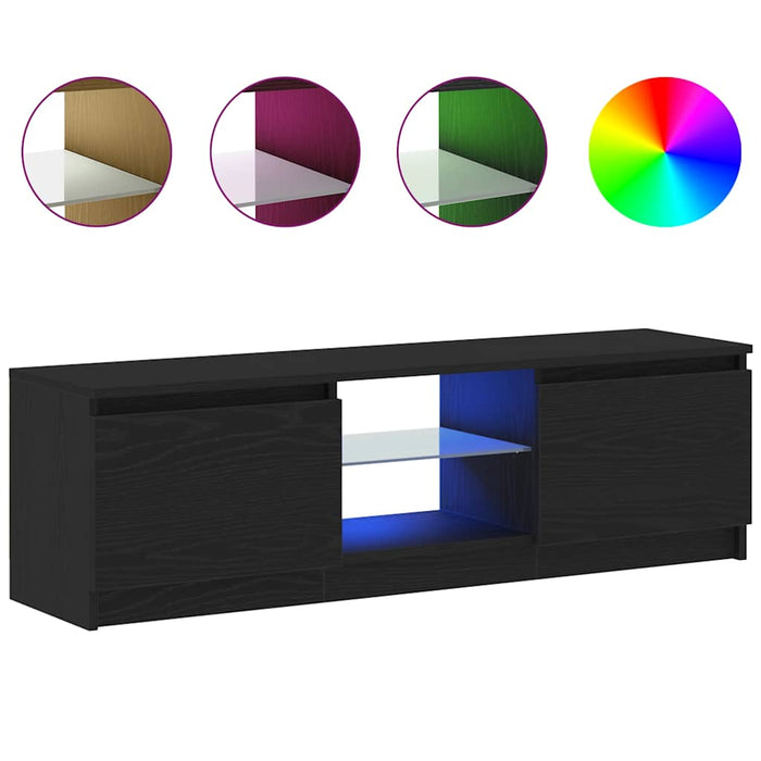 Dulap TV cu LED stejar negru 120x30x36cm lemn prelucrat - WALTI WALTI