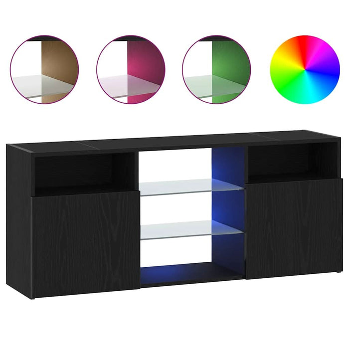 Dulap TV cu LED stejar negru 120x30x50 cm lemn prelucrat - WALTI WALTI