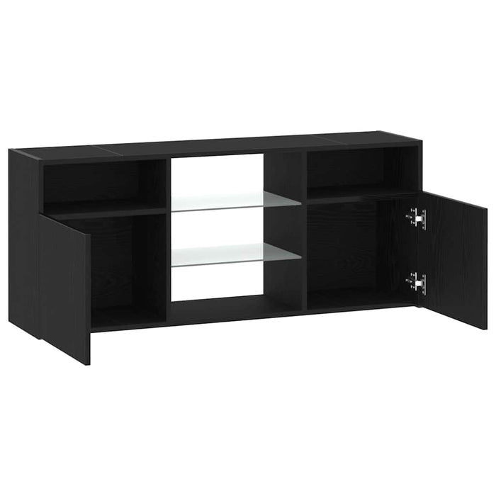 Dulap TV cu LED stejar negru 120x30x50 cm lemn prelucrat - WALTI WALTI