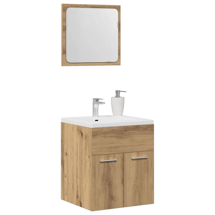 Set mobilier de baie, 2 piese, stejar artizanal, lemn prelucrat - WALTI WALTI