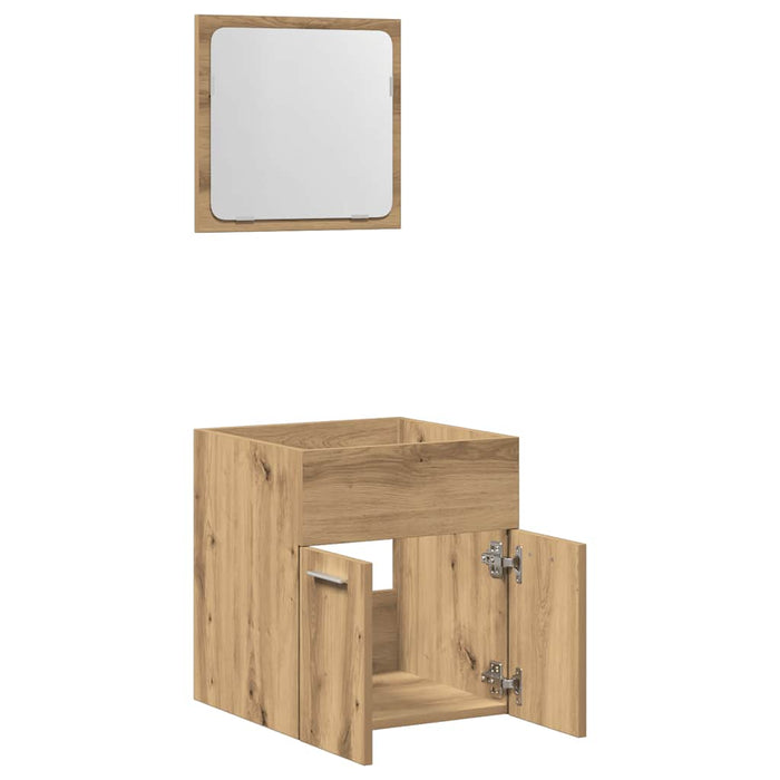 Set mobilier de baie, 2 piese, stejar artizanal, lemn prelucrat - WALTI WALTI