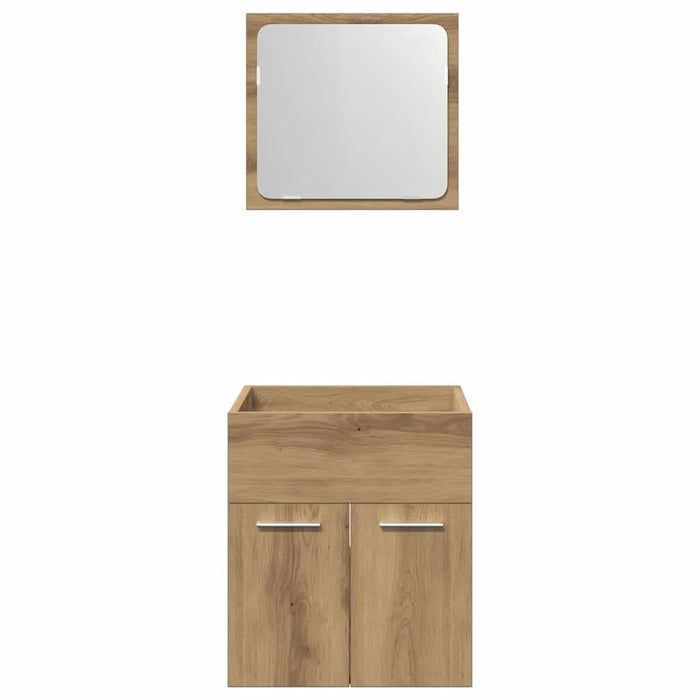 Set mobilier de baie, 2 piese, stejar artizanal, lemn prelucrat - WALTI WALTI