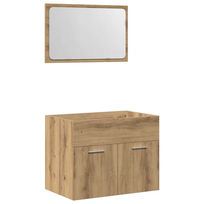 Set mobilier de baie, 2 piese, stejar artizanal, lemn prelucrat - WALTI WALTI