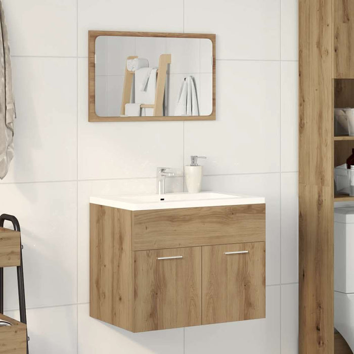 Set mobilier de baie, 2 piese, stejar artizanal, lemn prelucrat - WALTI WALTI