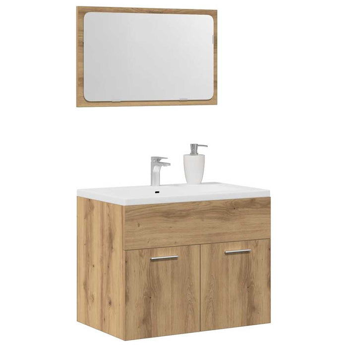 Set mobilier de baie, 2 piese, stejar artizanal, lemn prelucrat - WALTI WALTI