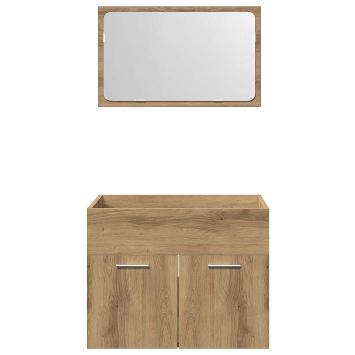 Set mobilier de baie, 2 piese, stejar artizanal, lemn prelucrat - WALTI WALTI