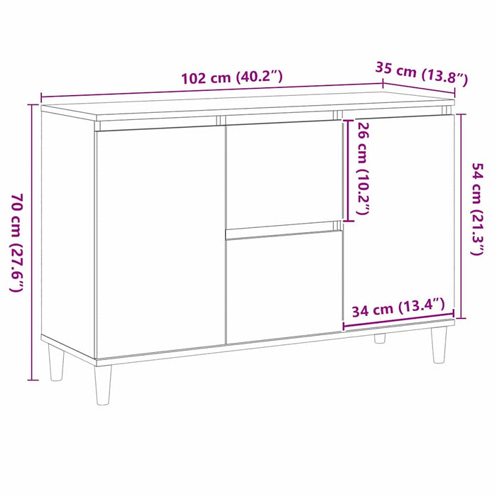 Bufet cu sertar Negru 102 x 35 x 60 cm Lemn compozit - WALTI WALTI