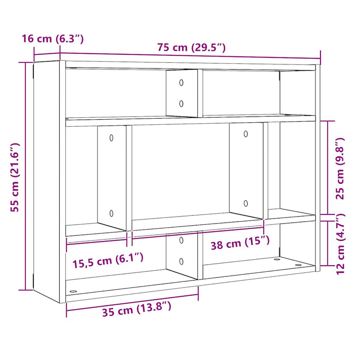 Raft de perete, lemn vechi, 75x16x55 cm, lemn prelucrat - WALTI WALTI