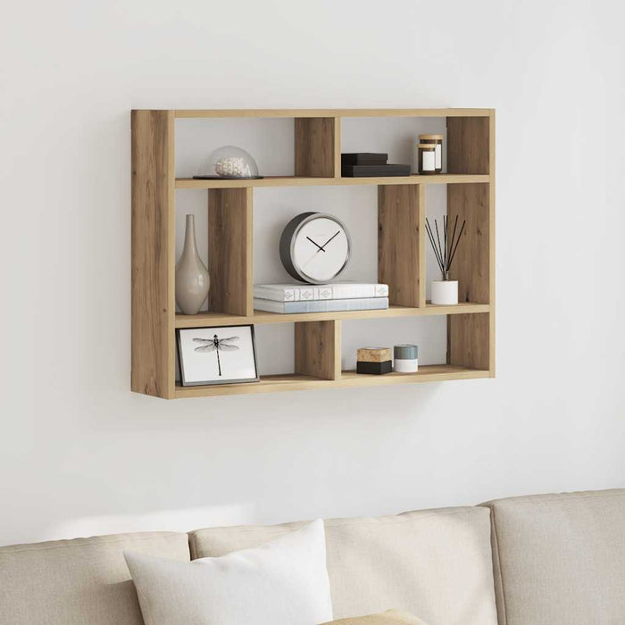 Raft de perete, stejar artizanal, 75x16x55 cm, lemn prelucrat - WALTI WALTI
