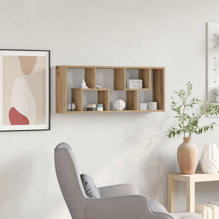Raft de perete, stejar artizanal, 36x16x90 cm, lemn stratificat - WALTI WALTI