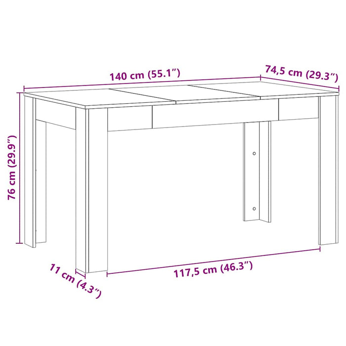 Masă de dining Stejar Negru 140 x 74,5 x 76 cm poliratan - WALTI WALTI
