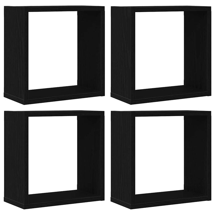 Rafturi de perete cub 4 buc. stejar negru, 30x15x30 cm lemn - WALTI WALTI