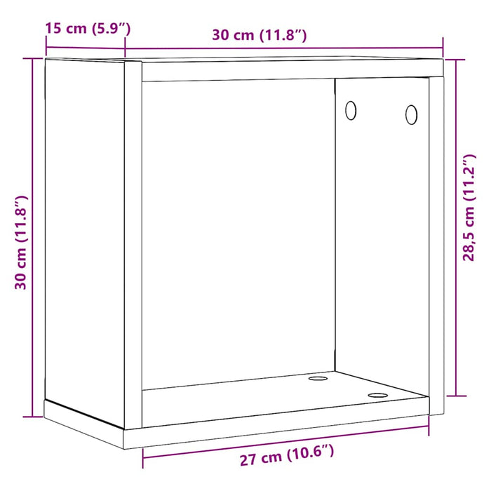 Rafturi de perete cub 4 buc. stejar negru, 30x15x30 cm lemn - WALTI WALTI