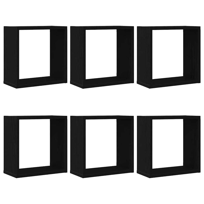 Rafturi de perete cub 6 buc. stejar negru, 30x15x30 cm lemn - WALTI WALTI