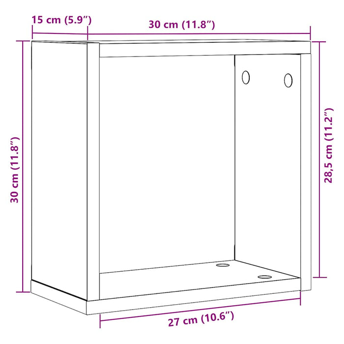 Rafturi de perete cub 6 buc. stejar negru, 30x15x30 cm lemn - WALTI WALTI