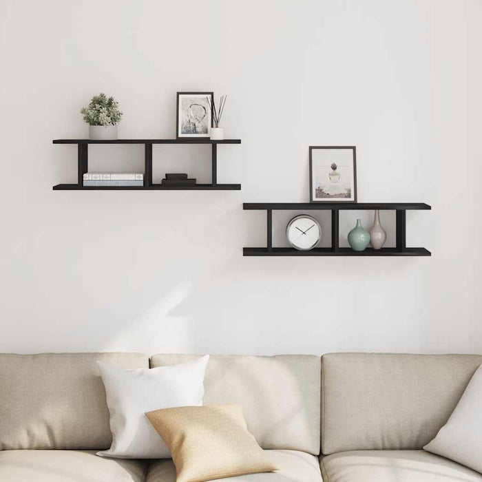Rafturi de perete 2 buc Stejar negru 75x18x20 cm Lemn prelucrat - WALTI WALTI