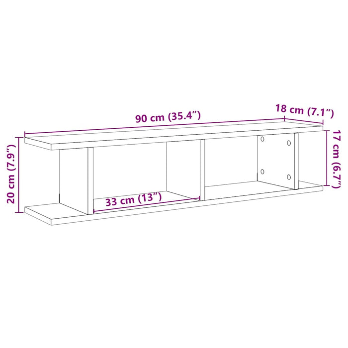 Rafturi de perete 2 buc Stejar negru 90x18x20 cm Lemn prelucrat - WALTI WALTI