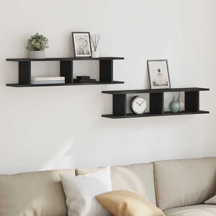 Rafturi de perete 2 buc Stejar negru 90x18x20 cm Lemn prelucrat - WALTI WALTI