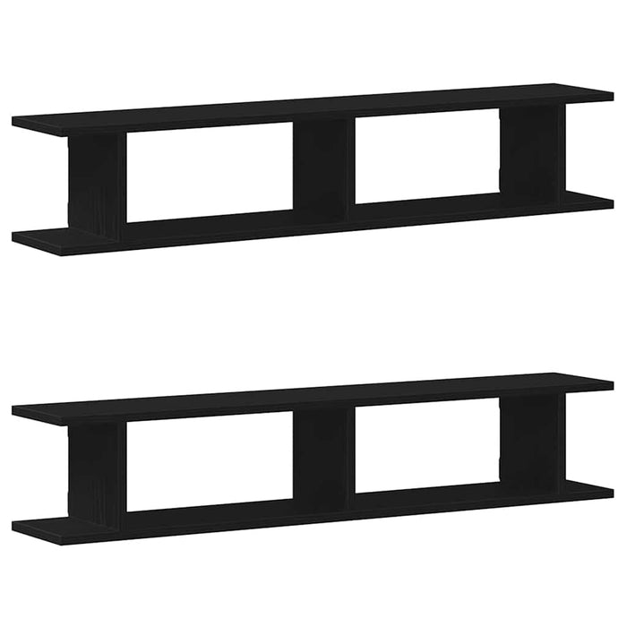 Rafturi de perete 2 buc Stejar negru 105x18x2 cm Lemn prelucrat - WALTI WALTI