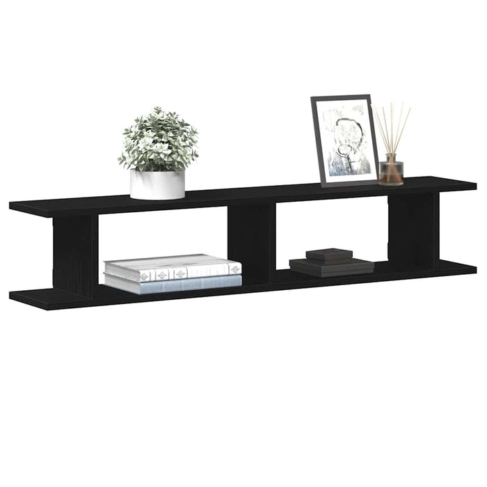 Rafturi de perete 2 buc Stejar negru 105x18x2 cm Lemn prelucrat - WALTI WALTI