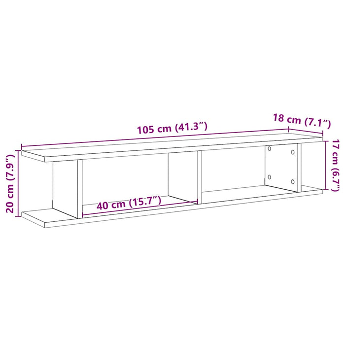 Rafturi de perete 2 buc Stejar negru 105x18x2 cm Lemn prelucrat - WALTI WALTI