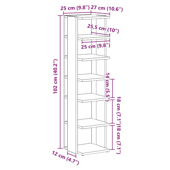 Dulap pantofi, stejar negru, 25x27x102 cm, lemn prelucrat - WALTI WALTI
